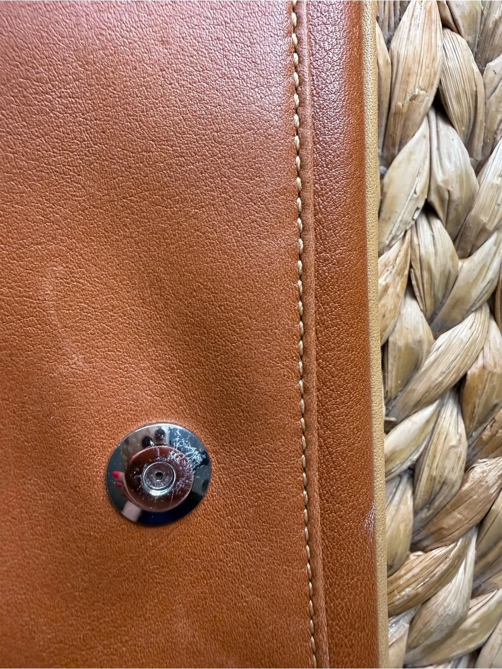 Coach Brown Leather Wristlet Wallet with Tan Trim